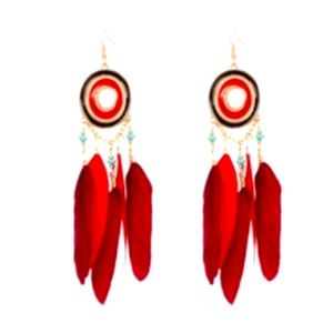 Bohemian Fashion Feather Tassel Earrings